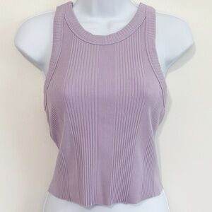 AERIE Cropped Tank Top Ribbed Light Purple Small